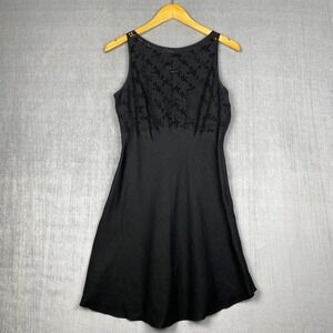 Vtg‎ Laundry by Shelli Segal Dress Womens 10 Black Eyelet Dainty Whimsigoth USA